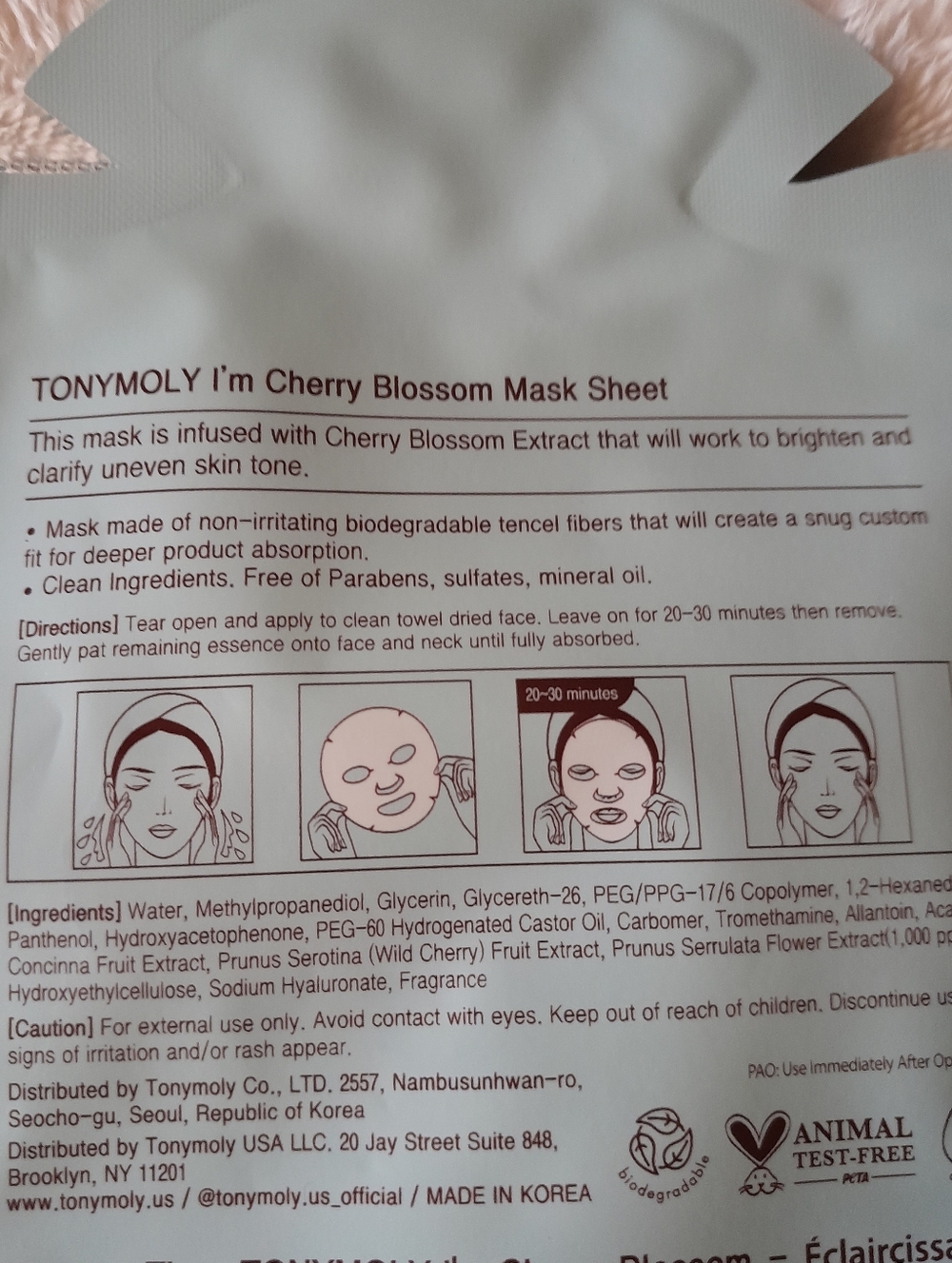 Cherry Blossom Brightening Mask Sheet - 1pc - Picture 2 of 3